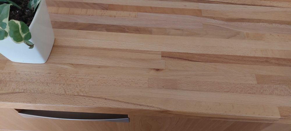 komoda  szuflady prowadnice Blum blat naturalne drewno buk