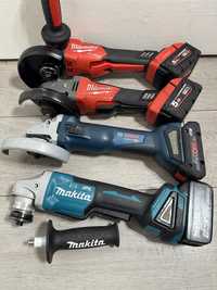 Безщіткова акум. болгарка Milwaukee, Makita, Bosch