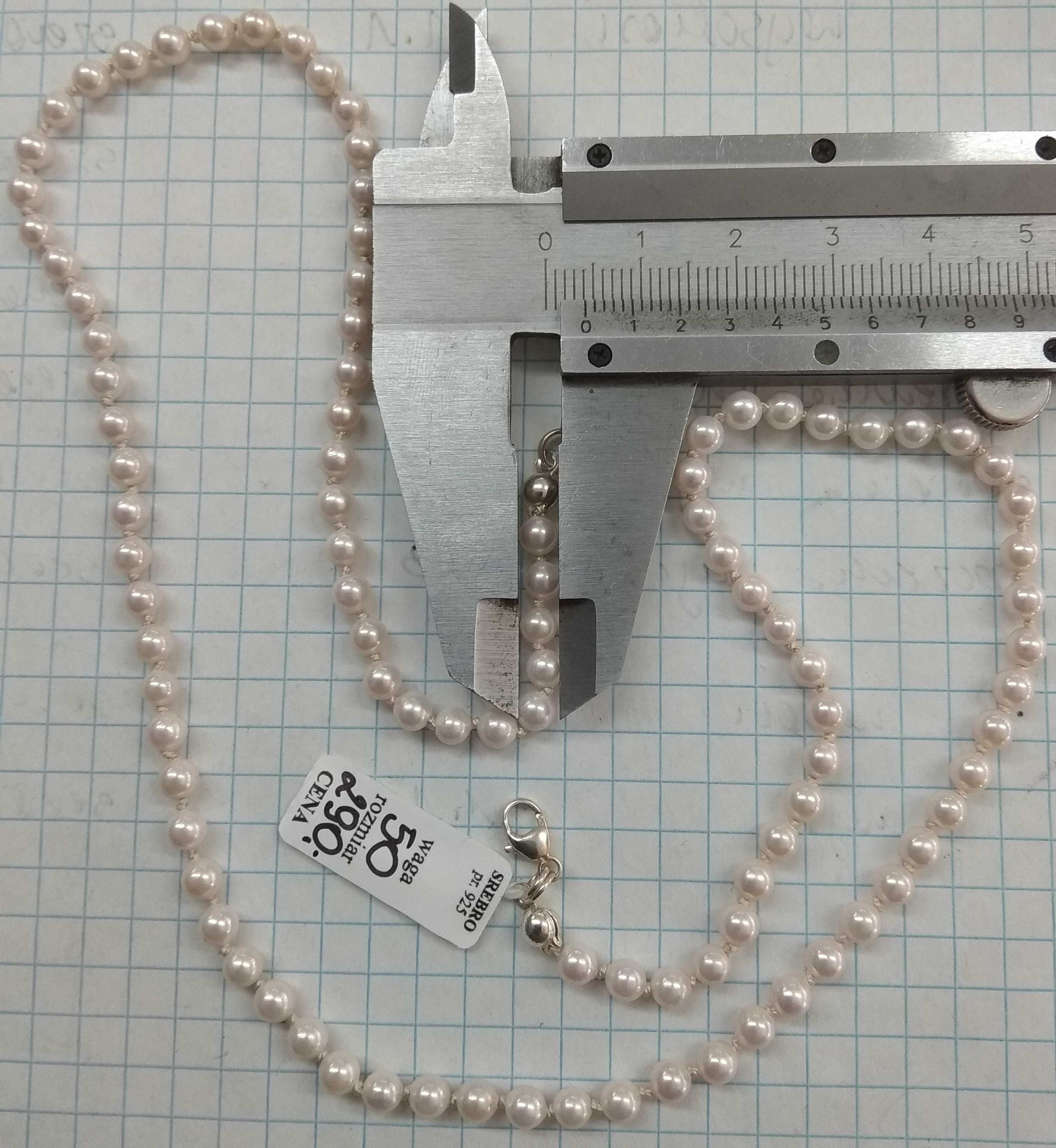 Korale Perły Białe Drobne 4mm rozmiar 50cm Srebro 925 Nowe