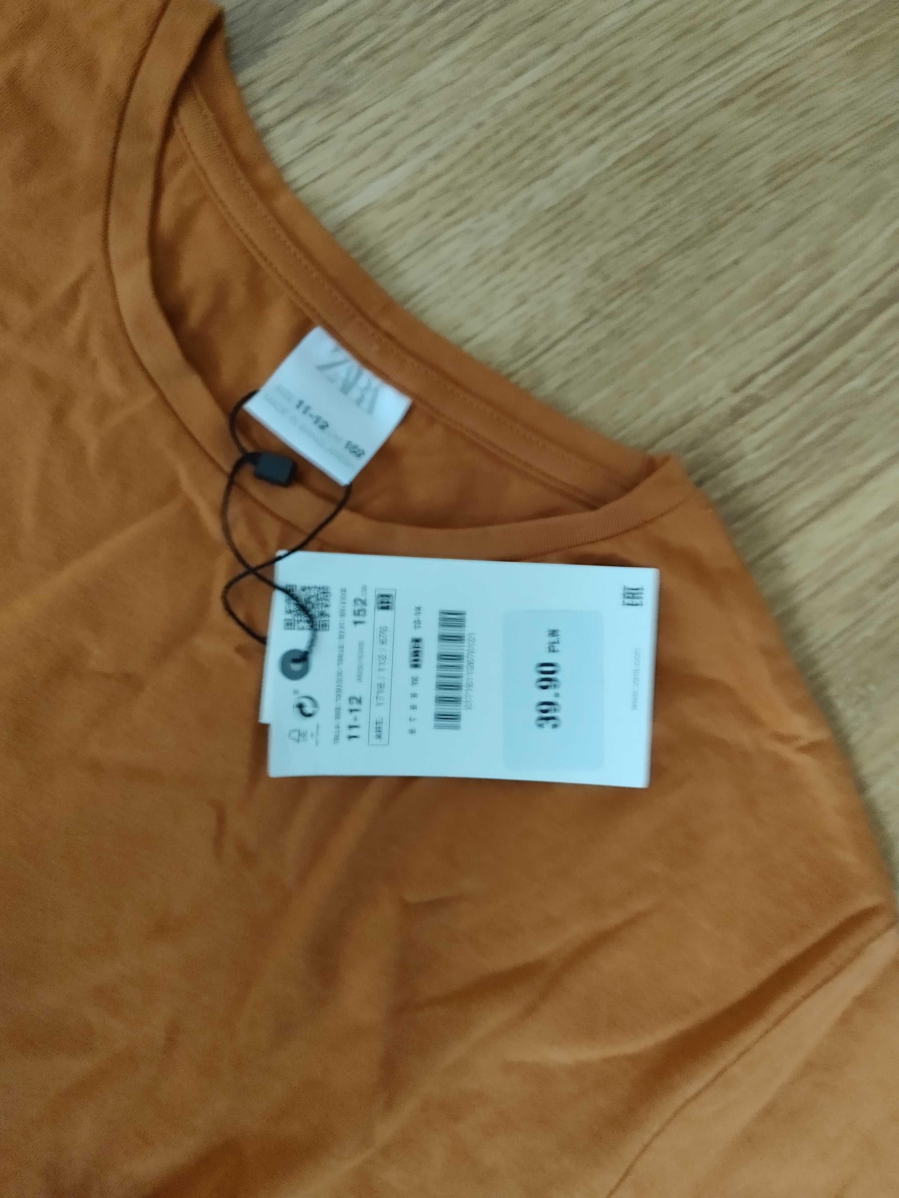 Zara brązowa bluzka T-shirt koronka 152cm nowa