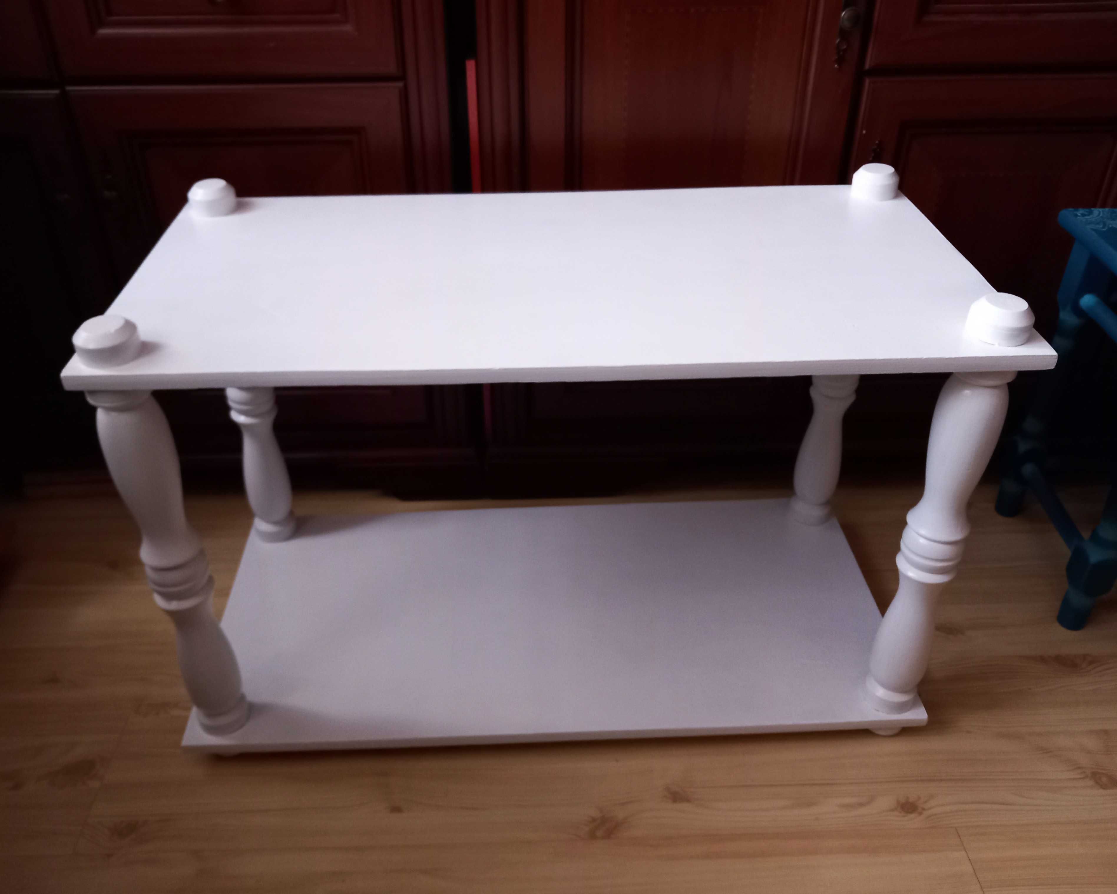 Stolik drewniany Konsola  Stół biały 80,5x39,5 wys.53cm VINTAGE retro