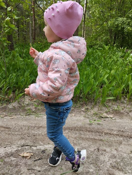 Двостороння  курточка для дівчинки і шапка