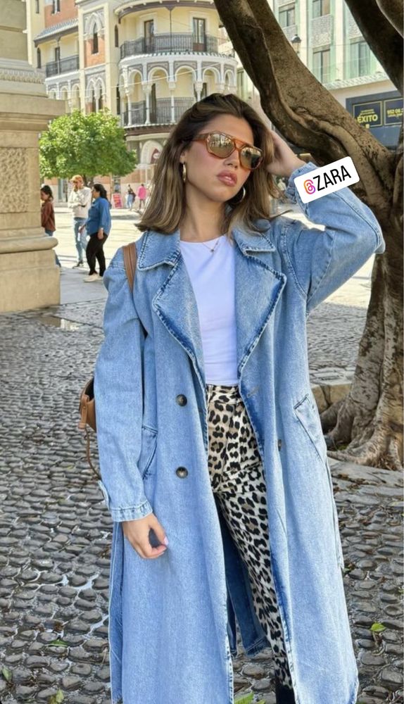 Zara płaszcz trencz denim jeans  S 36