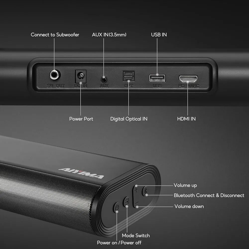 AIYIMA S07 soundbary do Smart TV z Dolby Atmos, 3D Surround Sound