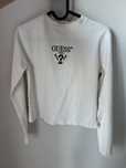 Elastyczna, biala bluzka Guess, longlsleeve, czarny napis Gues