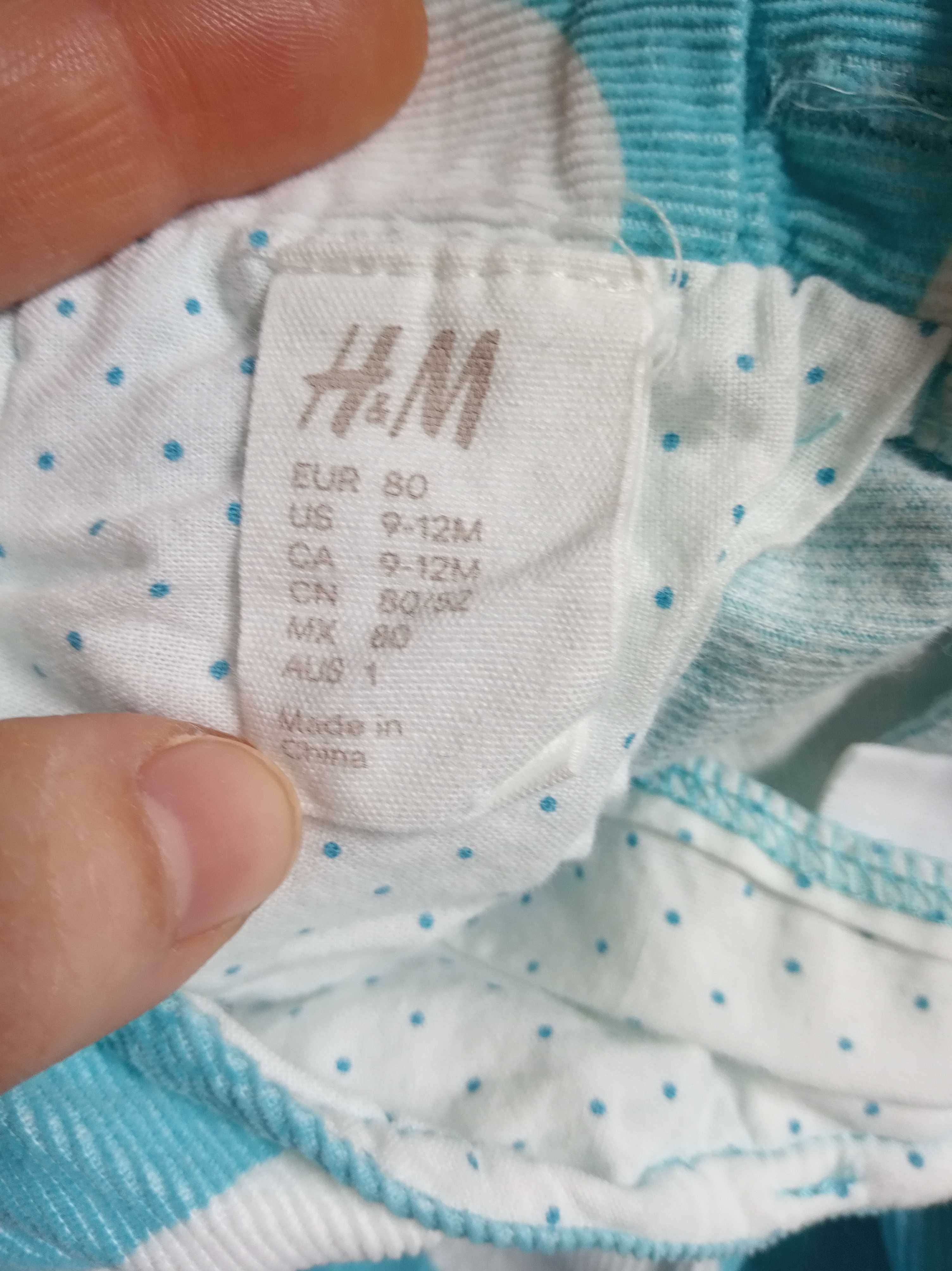 Sztruksowe sukienka niemowlęca H&M 80 9-12 ms. grochy