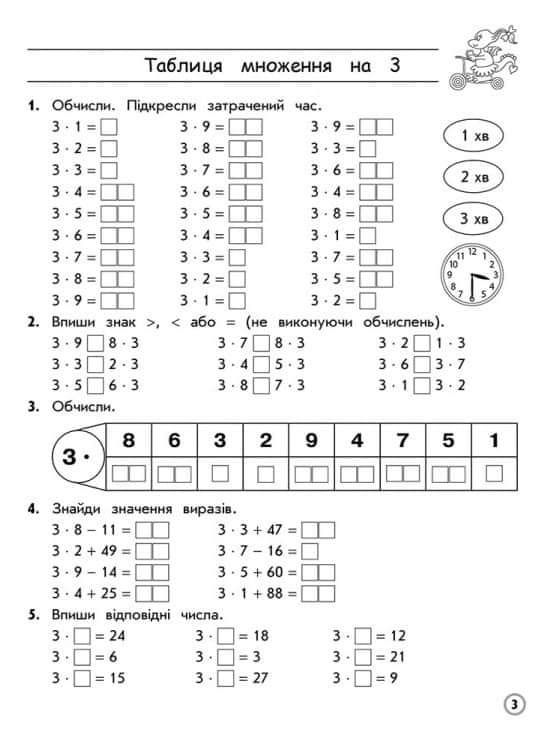 Тренажер, зошит математика 1,2,3 клас