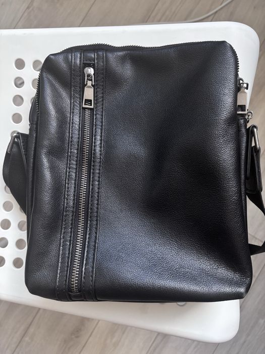 Сумка чоловіча чорна шкіряна / сумка мужская