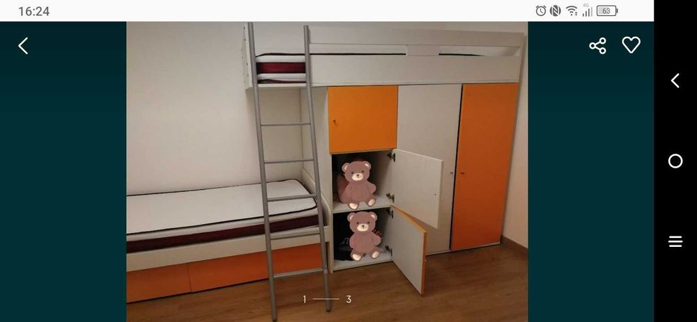 Beliche duas camas e colchões e roupeiro