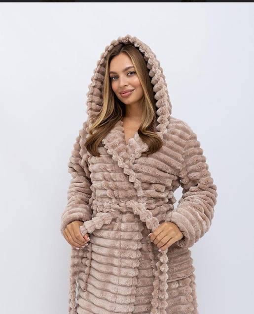 Изысканный женский теплый махровый халат Шарпей, жіночий халат теплий.