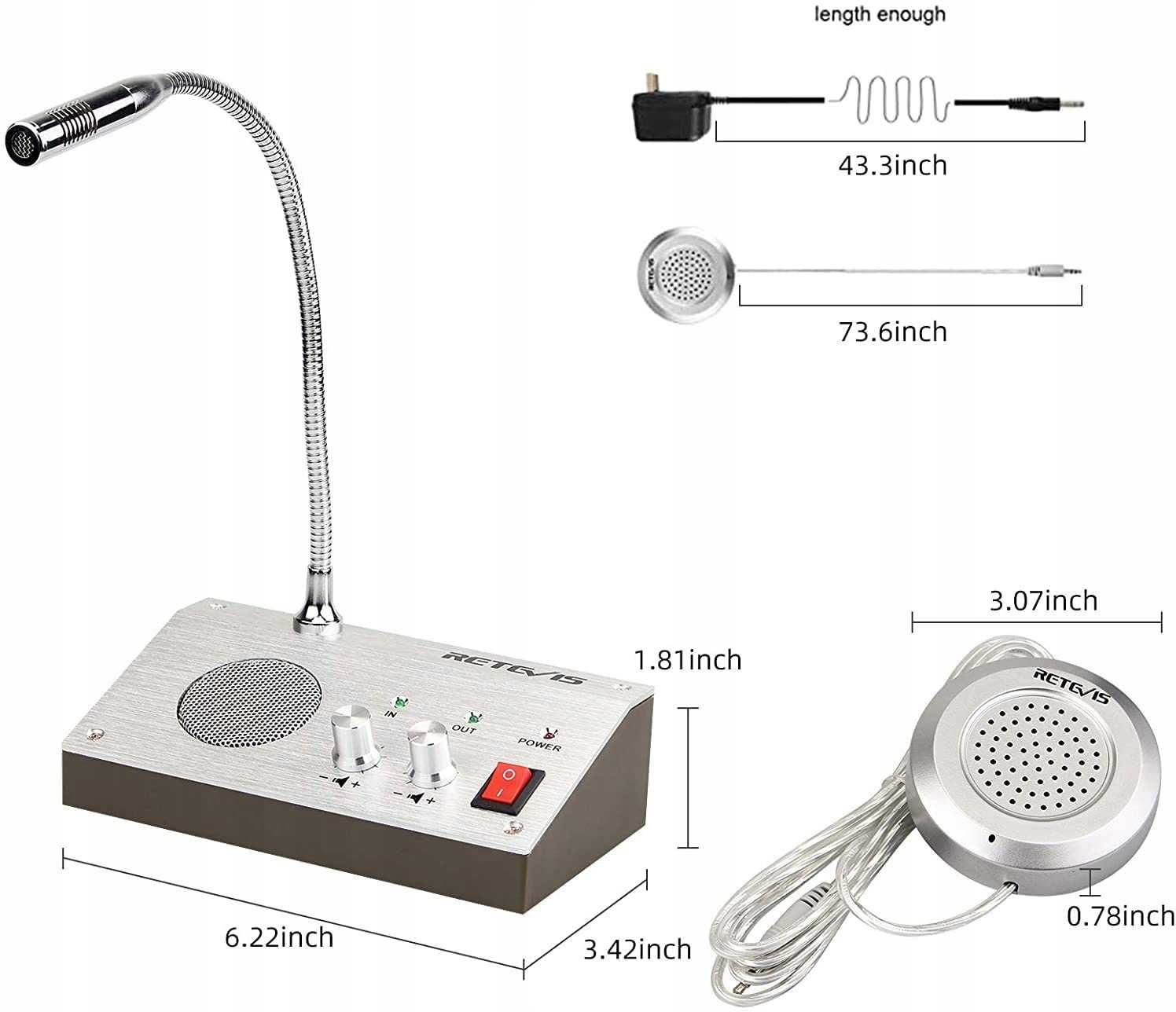 Retevis RT9908 Dwukierunkowy system domofonowy głośnik okienny biurko