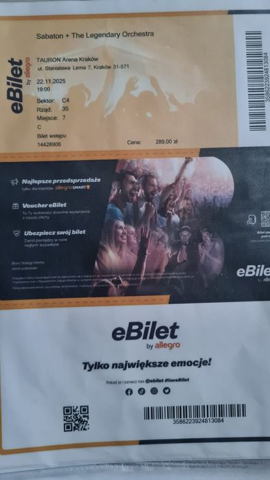 2 Bilety na  koncert sabbaton