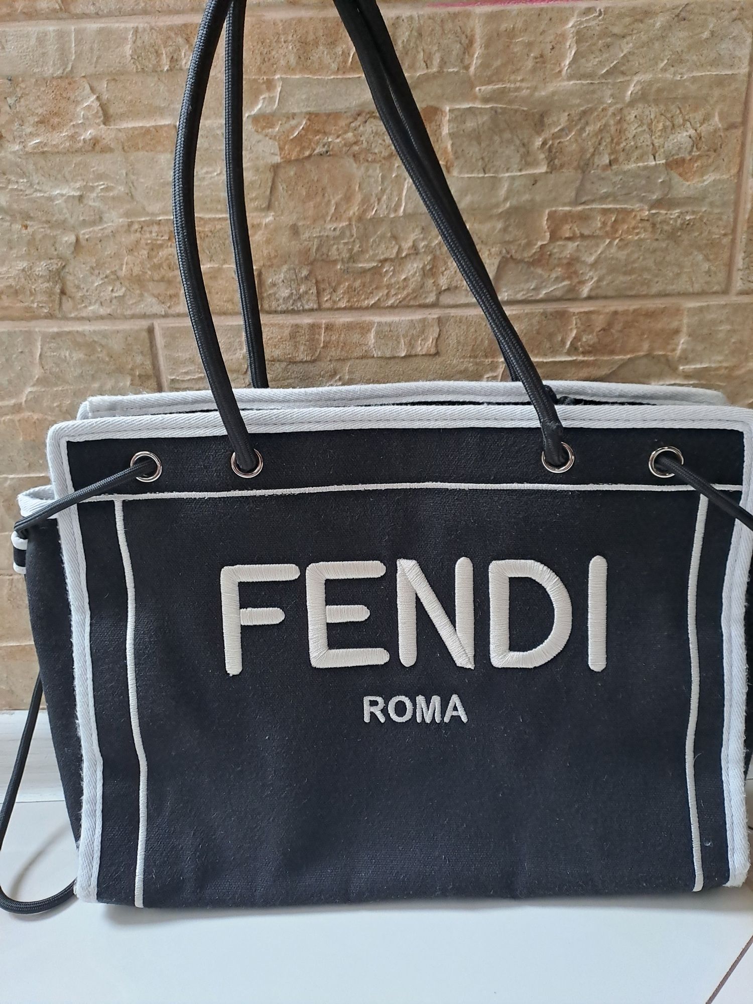 Текстильна сумка шоппер Fendi Roma!