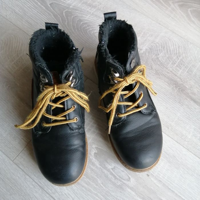 Chłopięce buty zimowe skórzane COOLCLUB, rozm. 32, czarne