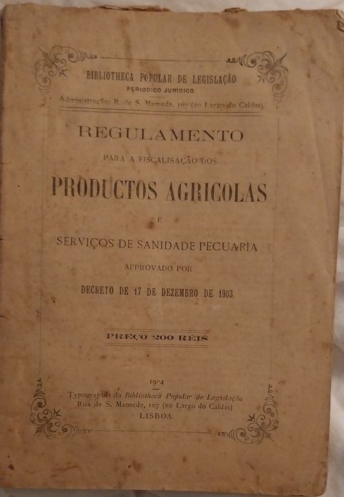Produtos agriculas-Regulamento para a fiscalização dos produtos agríco