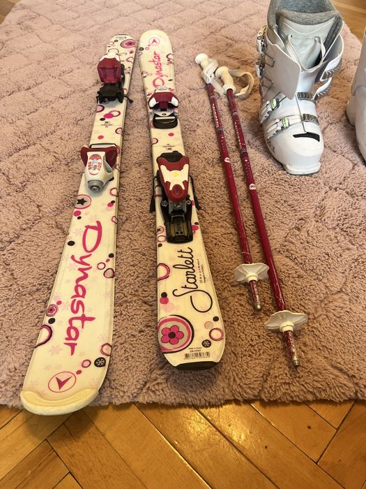 Narty dla dziewczynki +kije +buty narciarkie Rossignol