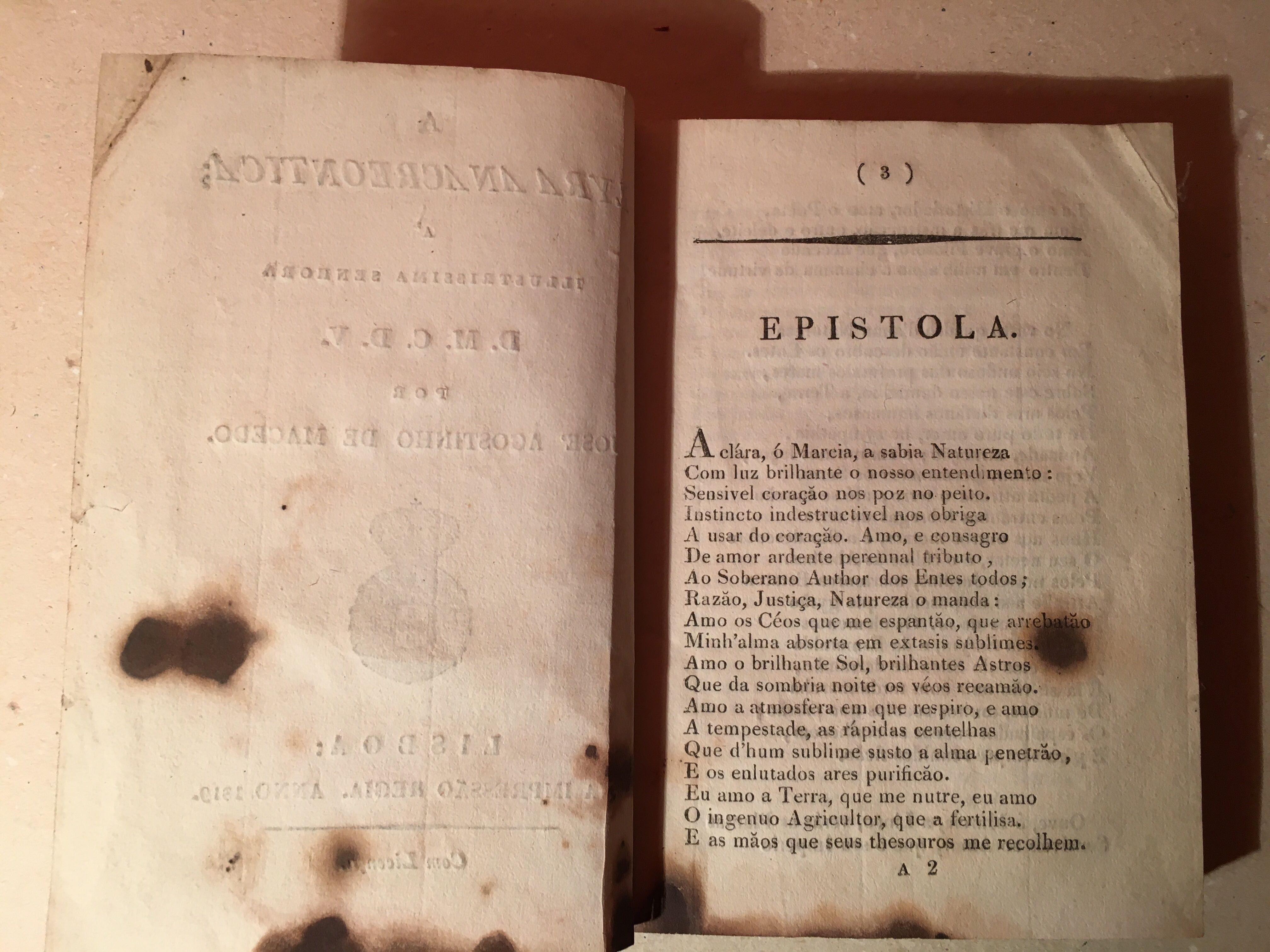 1a edição - JOSÉ AGOSTINHO de MACEDO  - A Lyra Anacreontica - 1819
