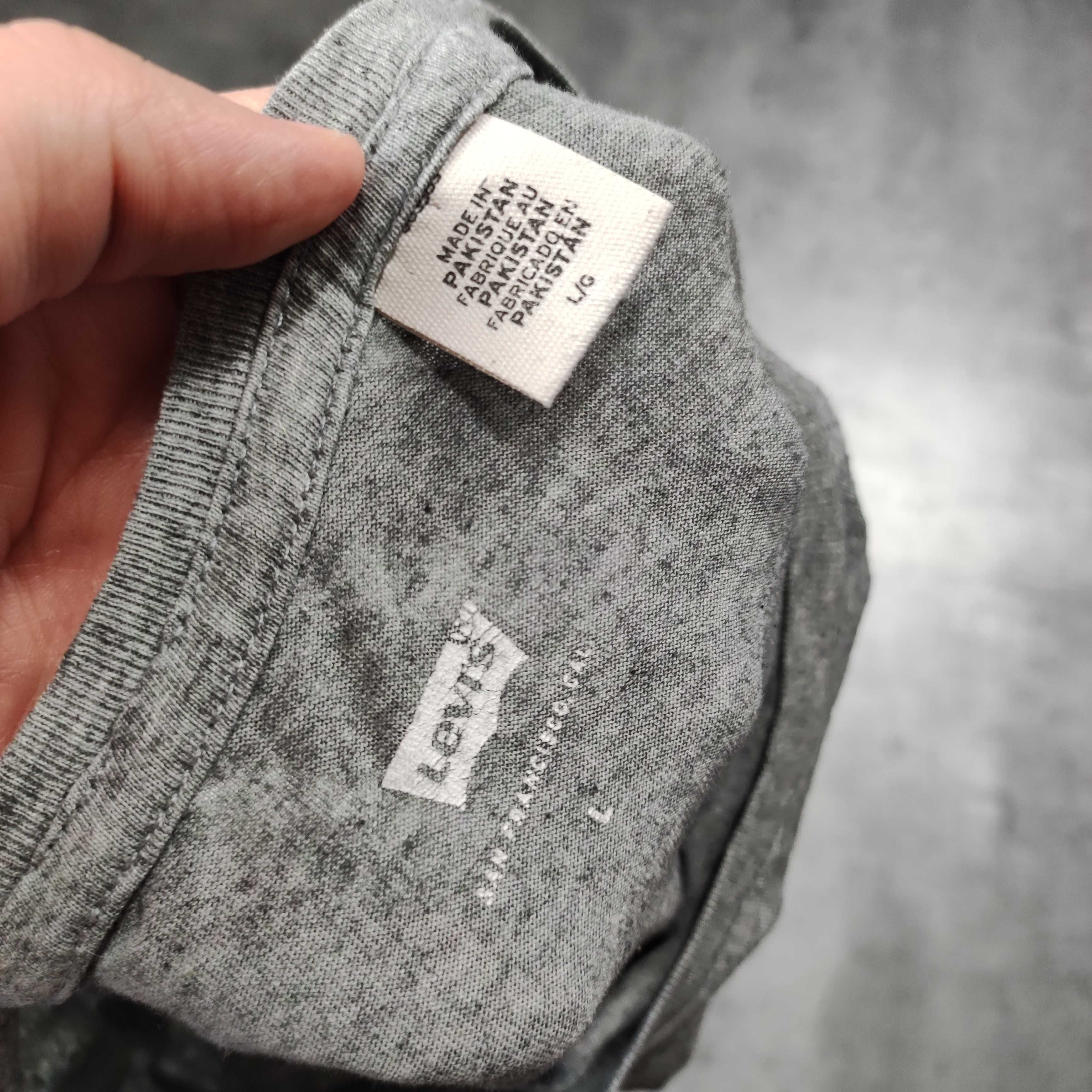 DAMSKA Klasyczna Letnia Szara Bawełniana Koszulka Levis Duże Logo