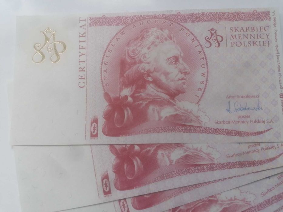 Banknot - Certyfikat PWPW Stanisław August Poniatowski (UNC)