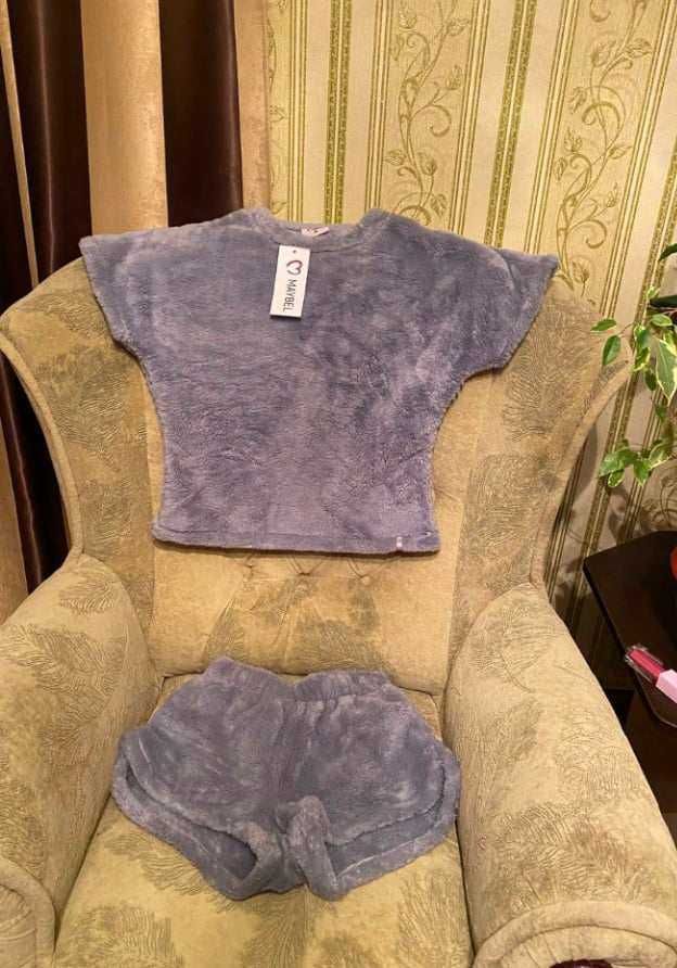 Піжама махрова жіноча футболка з шортами Сірий , 42-44 р. НОВА