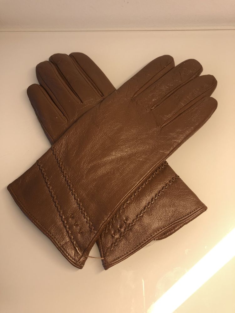 Rękawiczki brązowe skóra naturalna nowe
