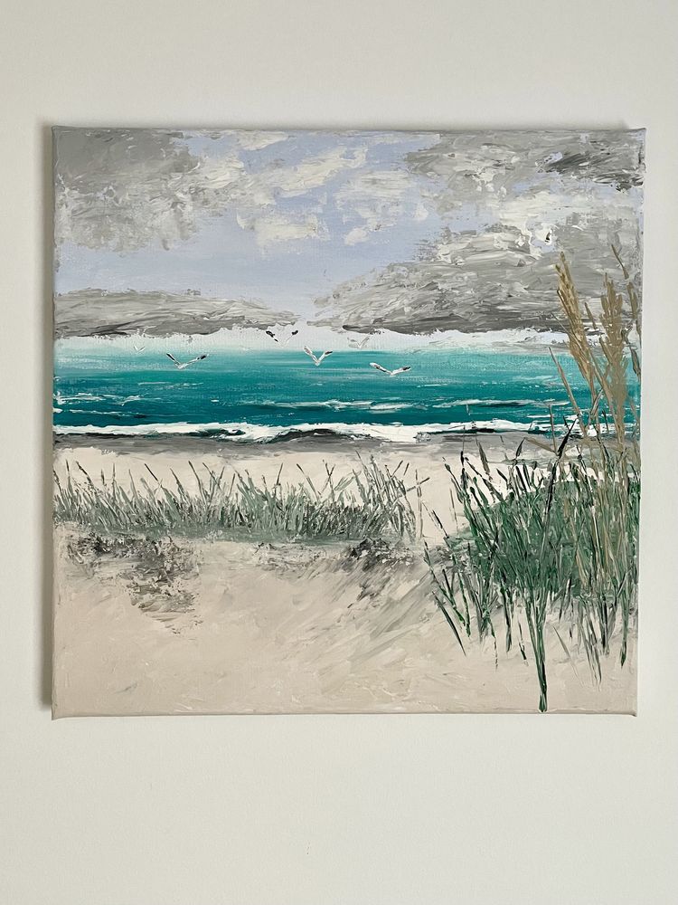 Obraz 50x50 cm ręcznie malowany, plaża