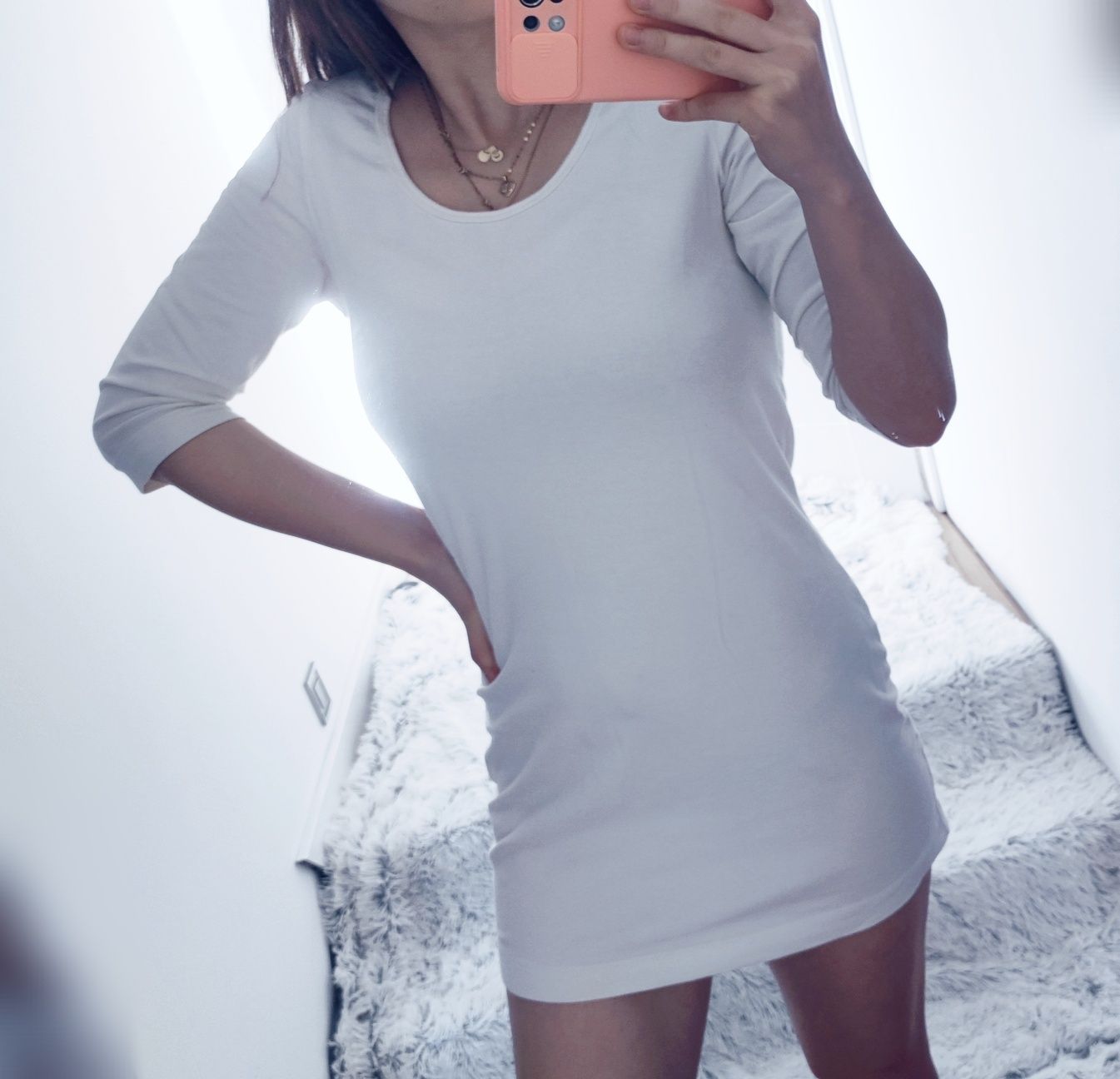 Bluzeczka sukienka dłuższa biała esmera