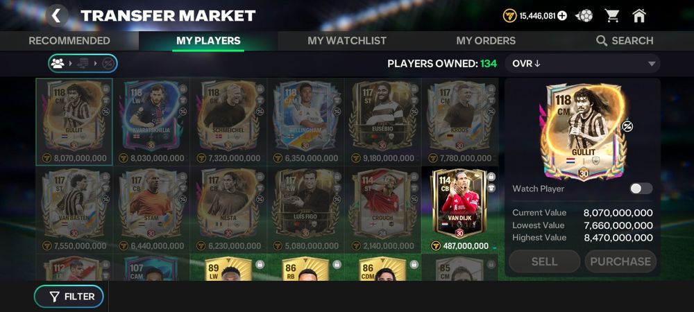 Акаунт FC mobile - 119 ovr