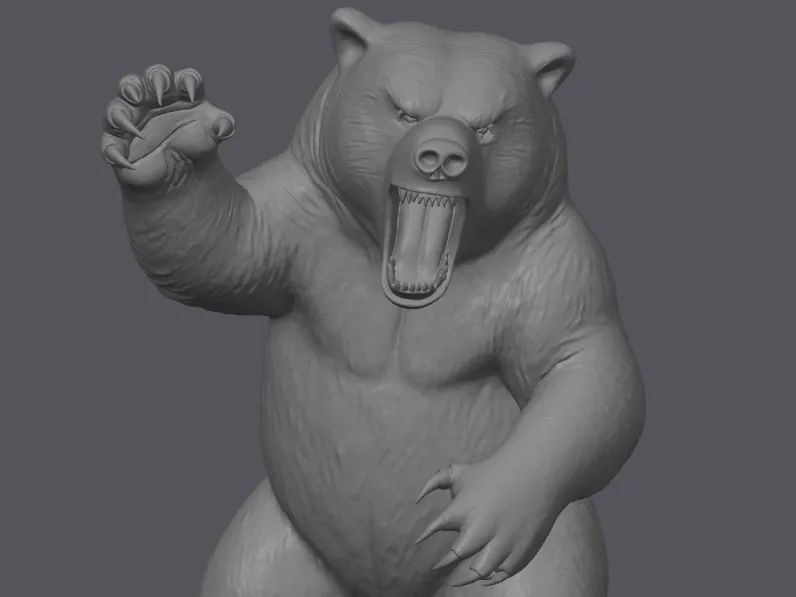Urso Grizzly Detalhado (Rugindo)