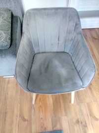 Fotel kubełkowy krzesło nóżki drewniane szary tkanina  trzy siedziska