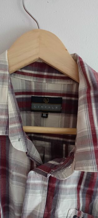 Casualowa koszula w kratę z krótkim rękawem XL