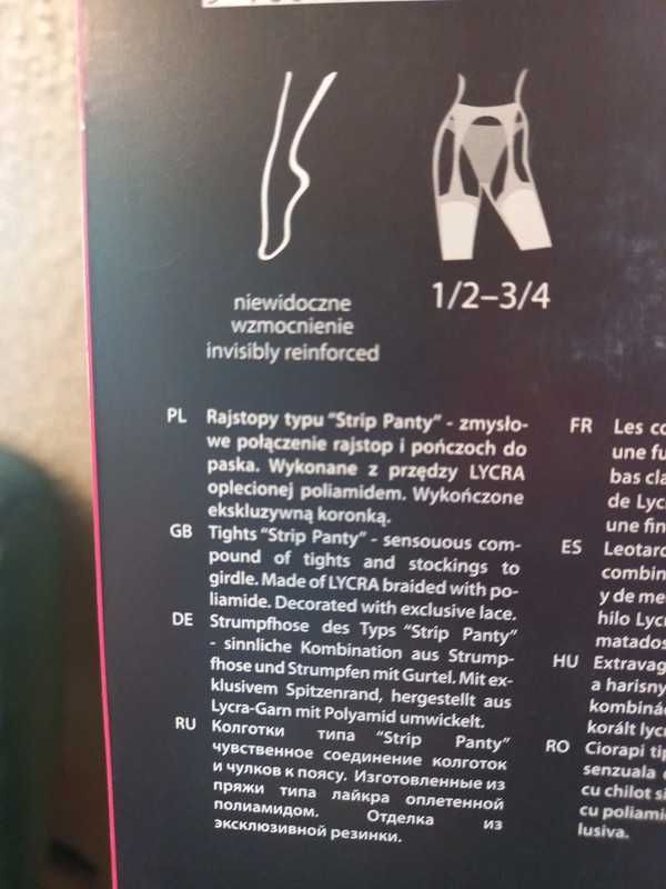 Białe rajstopy strip panty mikrofibra xs-s