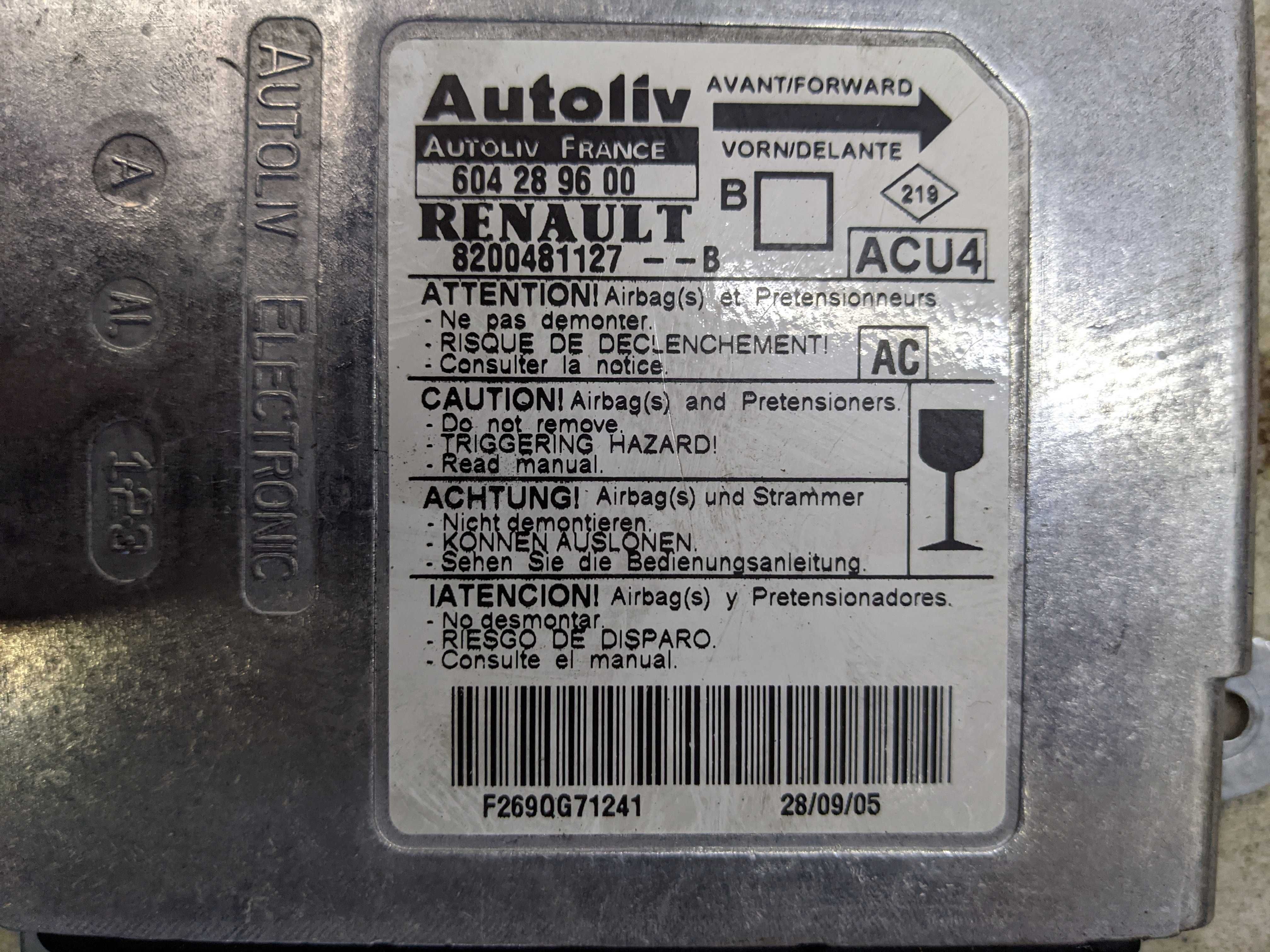 Renault Megane II 2 Moduł Sensor Poduszek AIRBAG