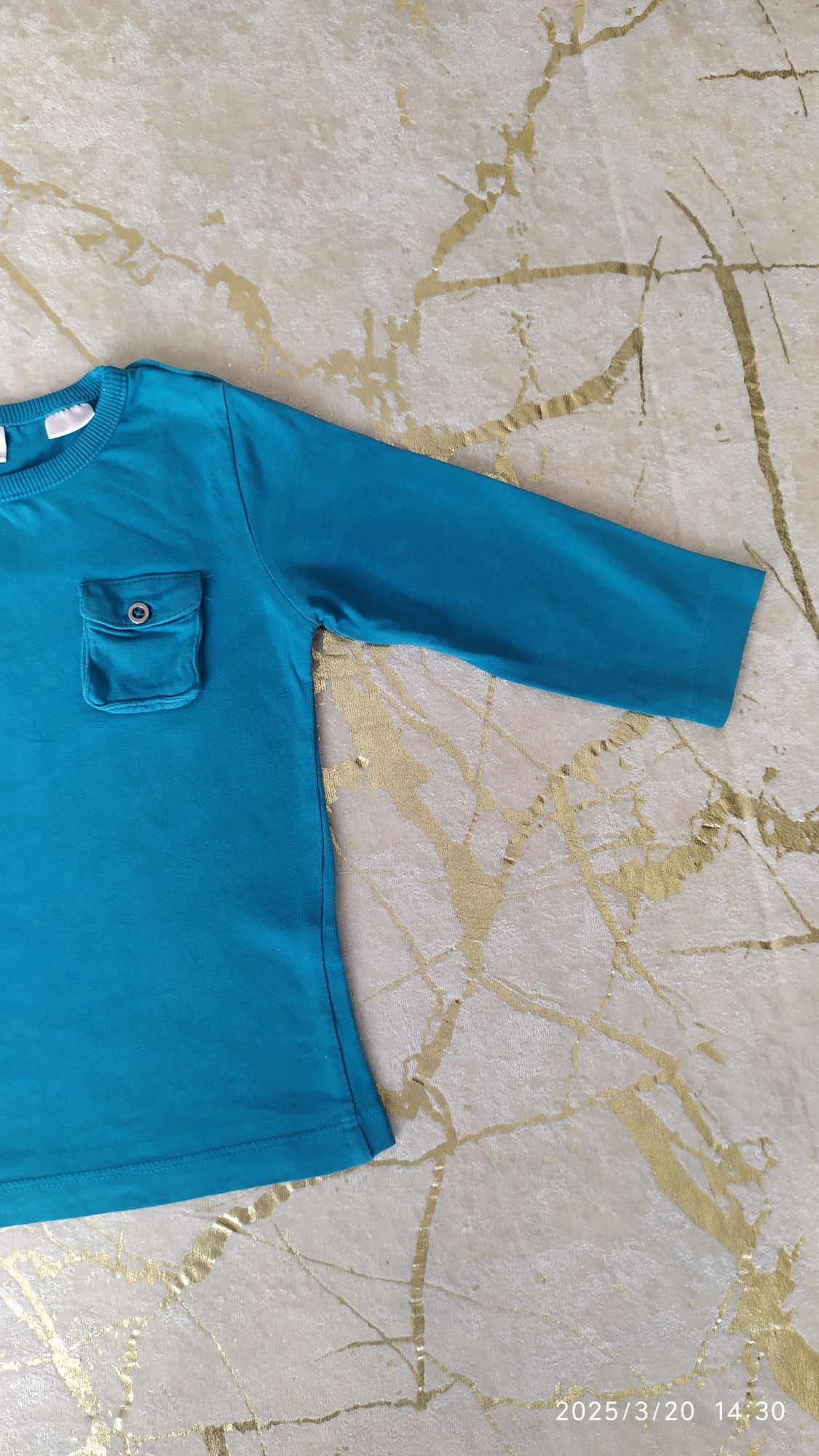 Bluzka morska z kieszonką z długimi rękawami, r. 82, Zara Baby Boy