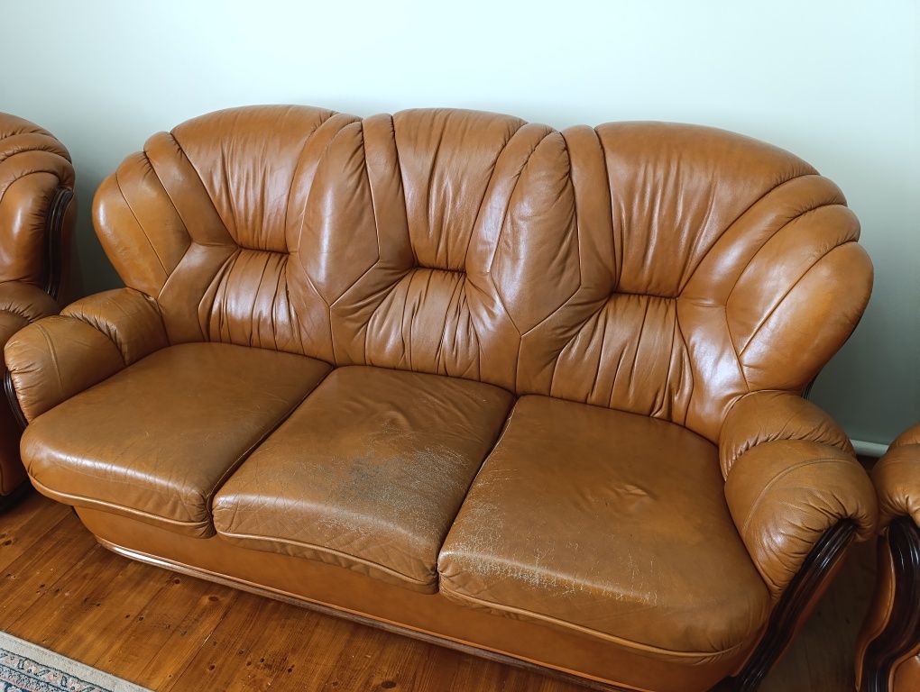 Шикарний набір меблів диван крісло шкіра