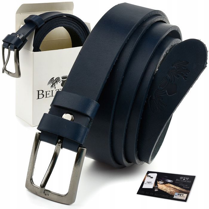 Beltimore skórzany pasek do spodni 100 115 cm granat lico elegancki