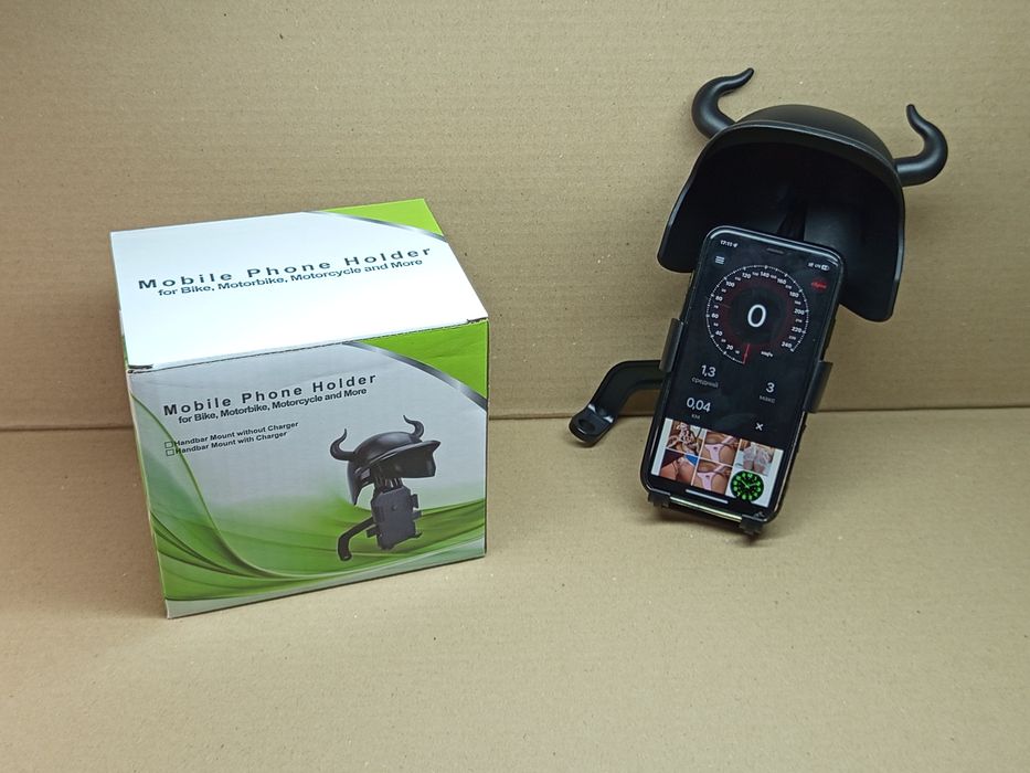 Тримач телефону на кермо мото (кріплення під  болт дзеркало) "HELMET"