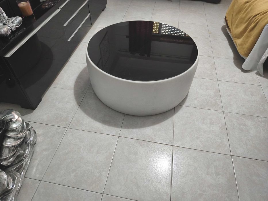 Mesa de centro sala de estar Alcântara e Vidro Alto Brilho - Como Nova