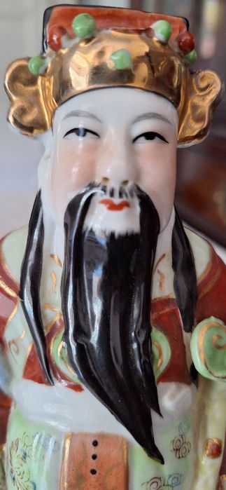 Estatueta de porcelana chinesa "Lu" deus da prosperidade antiga 23 cm