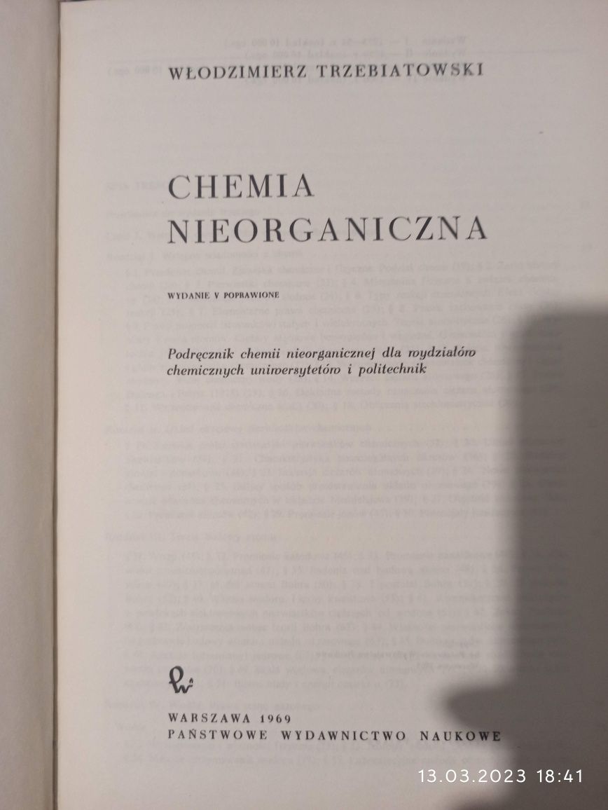 Chemia nieorganiczna W. Trzebiatowski, 1969