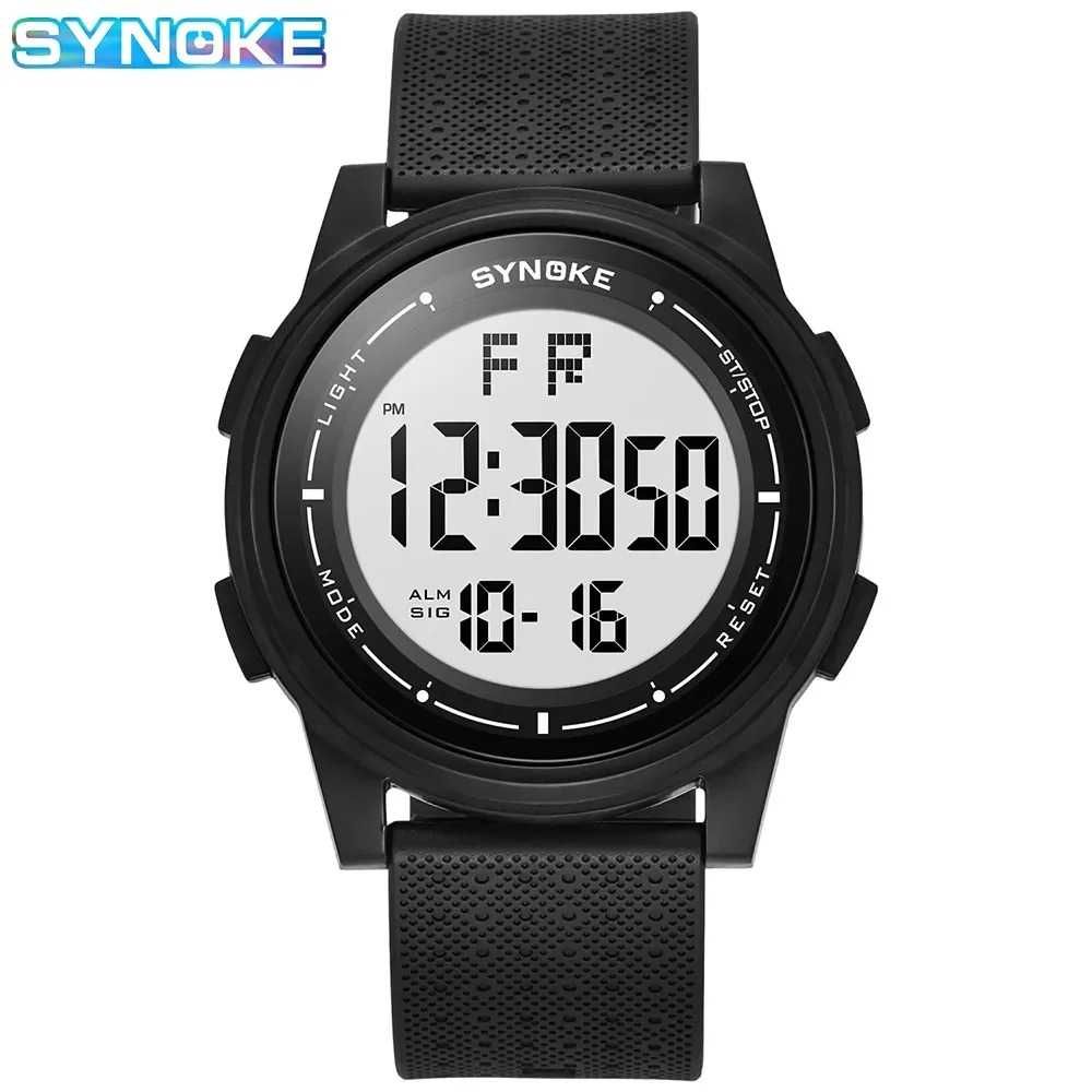 Czarny zegarek elektroniczny Synoke cyfrowy LED alarm stoper sportowy