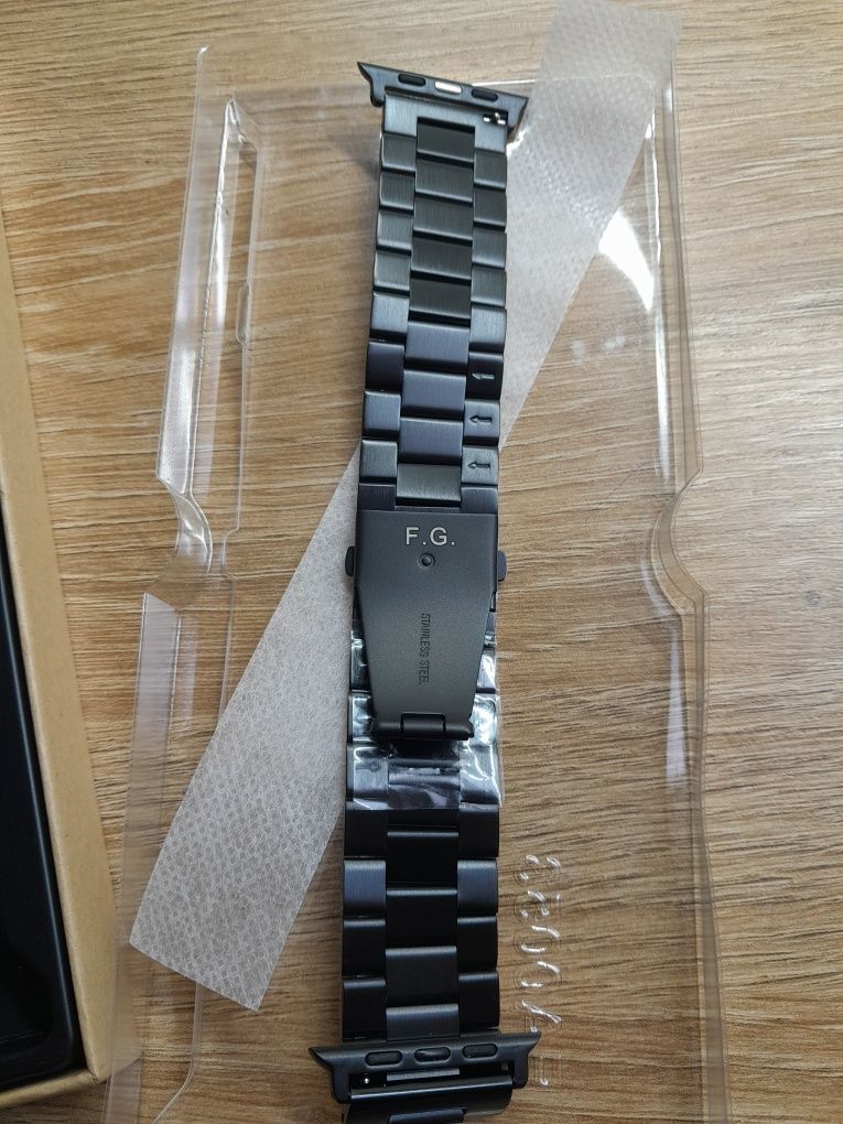 Pasek czarny fullmosa do apple watch 42 44 45  ea0053 stal nierdzewna