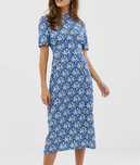M niebieska w kwiaty sukienka ze stójką ASOS highneck midi
