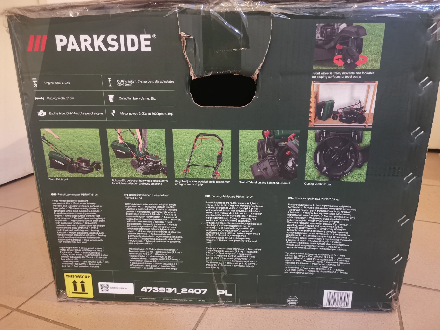 Kosiarka spalinowa z napędem PARKSIDE PBRMT 51 A1 trójkołowa