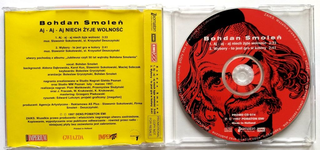 CDs Bohdan Smoleń Aj-Aj Niech Żyje Wolność 1997r Promo CD