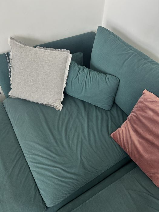 sofa 4 osobowa z szezlongiem, po renowacji tapicerskiej