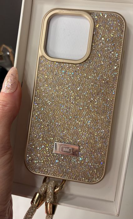 Nowa, złota obudowa Just In Case iphone 15 pro ze smyczką okazja