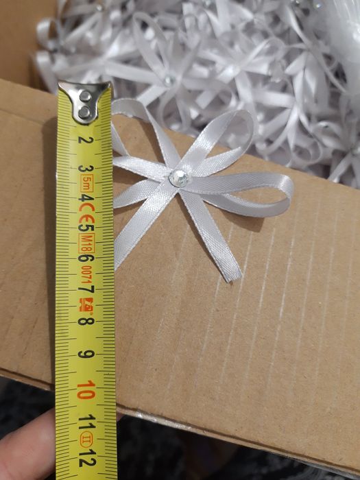 Kokardki zawieszki wstążki srebrne na butelki alkohol wódkę wesele