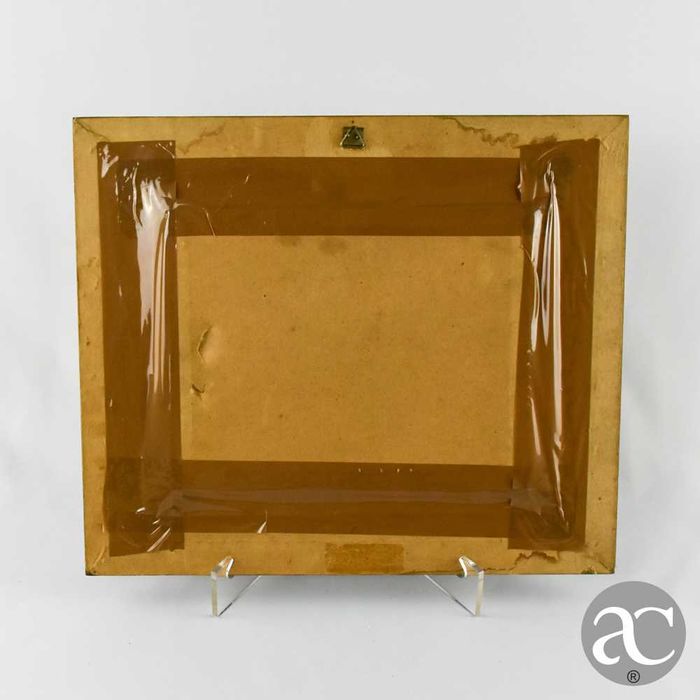 Quadro emoldurado em cromolitografia italiana, com folha de ouro
