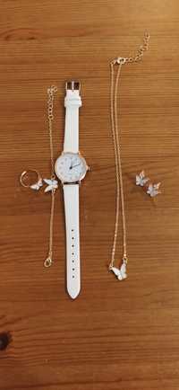 Conj. de relógio, pulseira, colar e brincos